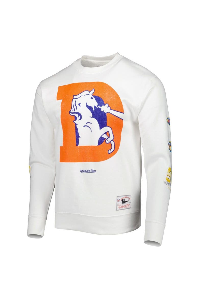 Men's Mitchell & Ness White Denver Broncos Rings VIP Champions Pullover Sweater, Alternate, color, White