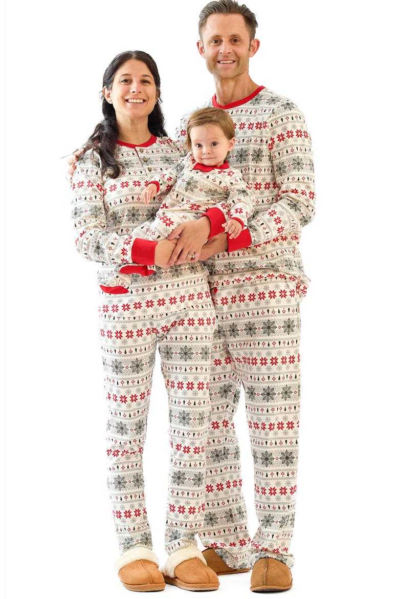 Cruz Snug Fit Footed Pajamas, Alternate, color, NORDIC FAIR ISLE IVORY