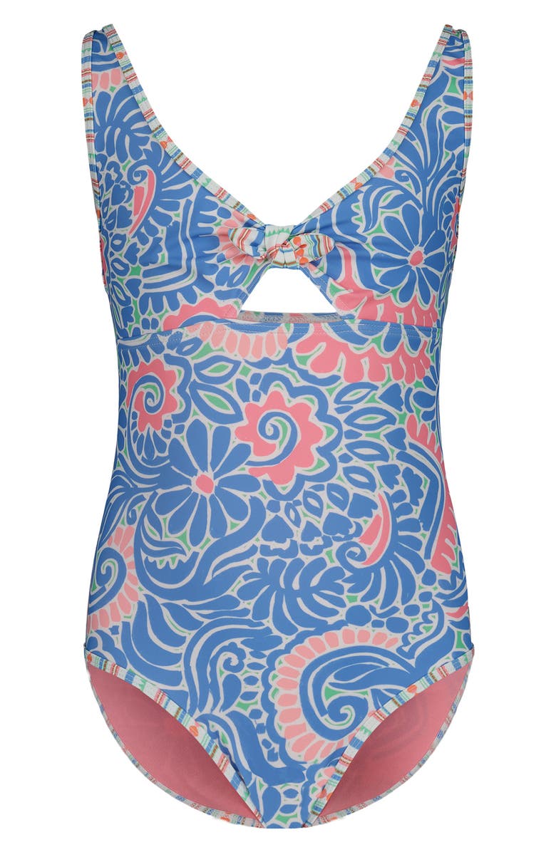 Roxy Kids' Cascais Cutout One-Piece Swimsuit, Main, color, Silver Lake Blue