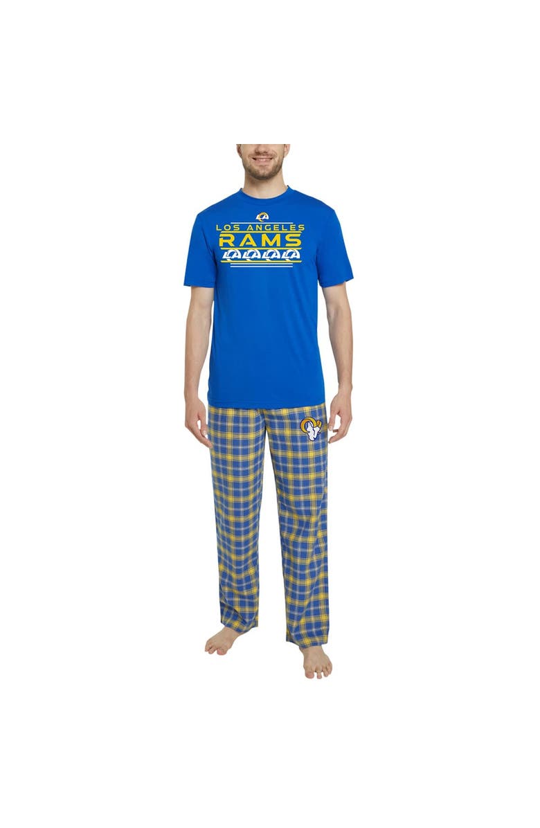 CONCEPTS SPORT Men's Concepts Sport Royal/Gold Los Angeles Rams Arctic T-Shirt & Flannel Pants Sleep Set, Main, color, 