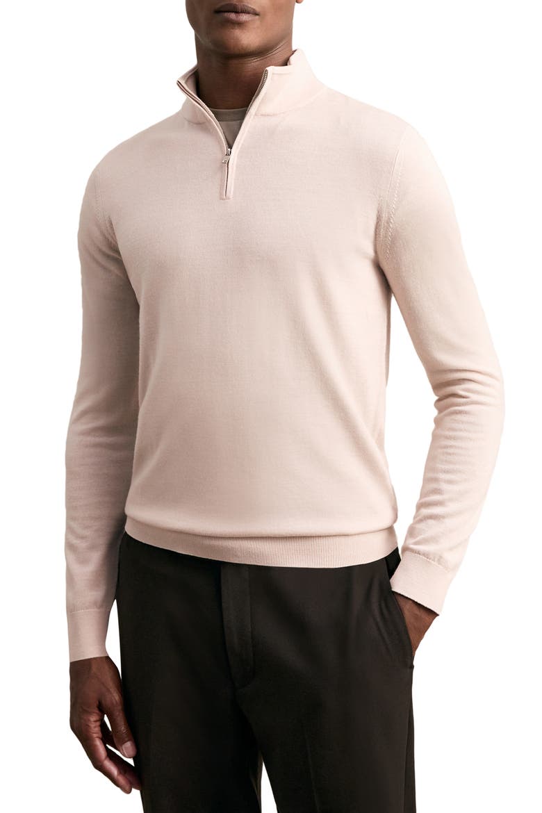 Blackhall Quarter Zip Wool Sweater, Main, color, STONE MOULINE