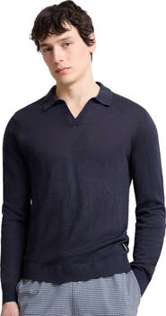 Onia Linen Johnny Polo Long Sleeve Sweater