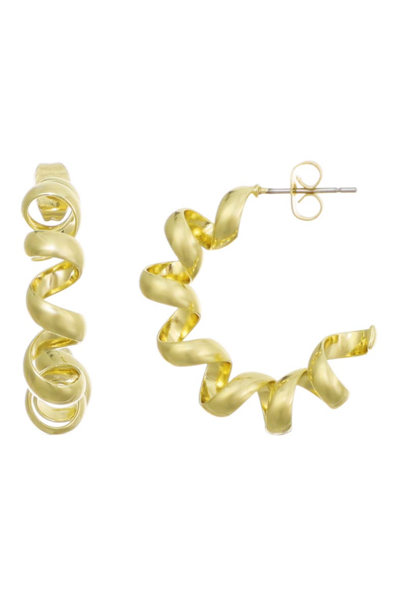 14K Gold Plated Coiled Hoop Earrings, Main, color, GOLD