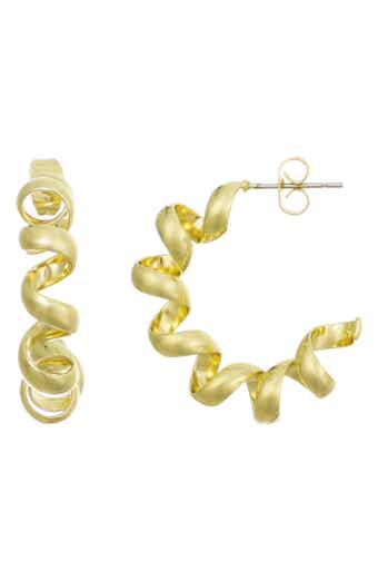 14K Gold Plated Coiled Hoop Earrings