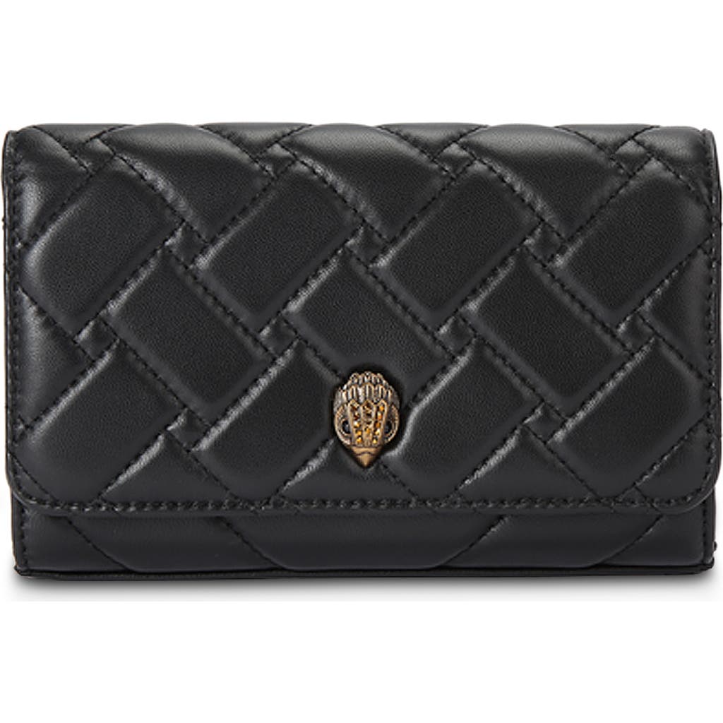 Kurt Geiger London Extra Mini Kensington Quilted Leather Wallet On A Chain In Black