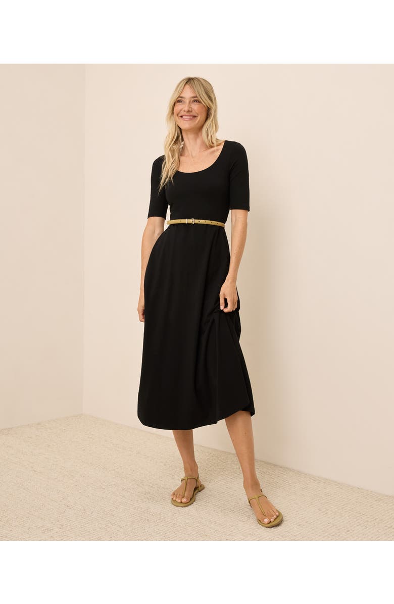 Pact Fit & Flare Signature Scoop Dress Made With Organic Cotton, Main, color, Black