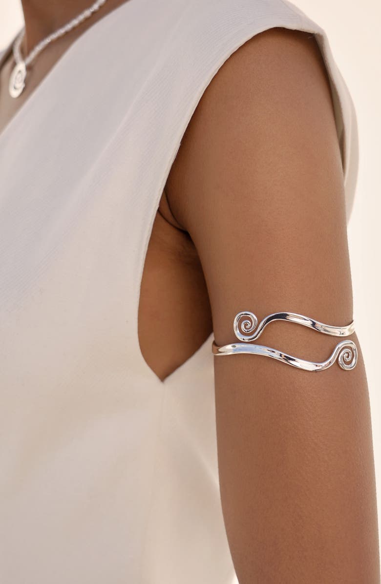 Ettika Aura Swirl Cuff Bracelet, Alternate, color, Silver