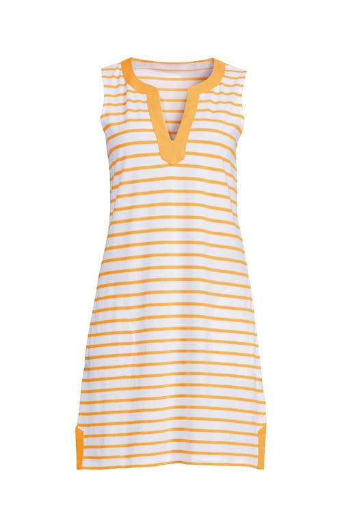 LANDS' END LANDS' END COTTON JERSEY NOTCH NECK DRESS WITH SOUTACHE 