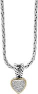 EFFY Sterling Silver & 18K Gold Pavé Diamond Heart Pendant Necklace