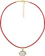 BY ADINA EDEN CZ Oval Bezel Charm & Rope Chain Choker Necklace