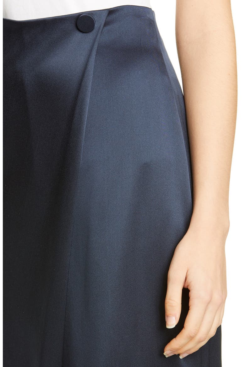 High Waist Wide Leg Silk Pants, Alternate, color, NAVY