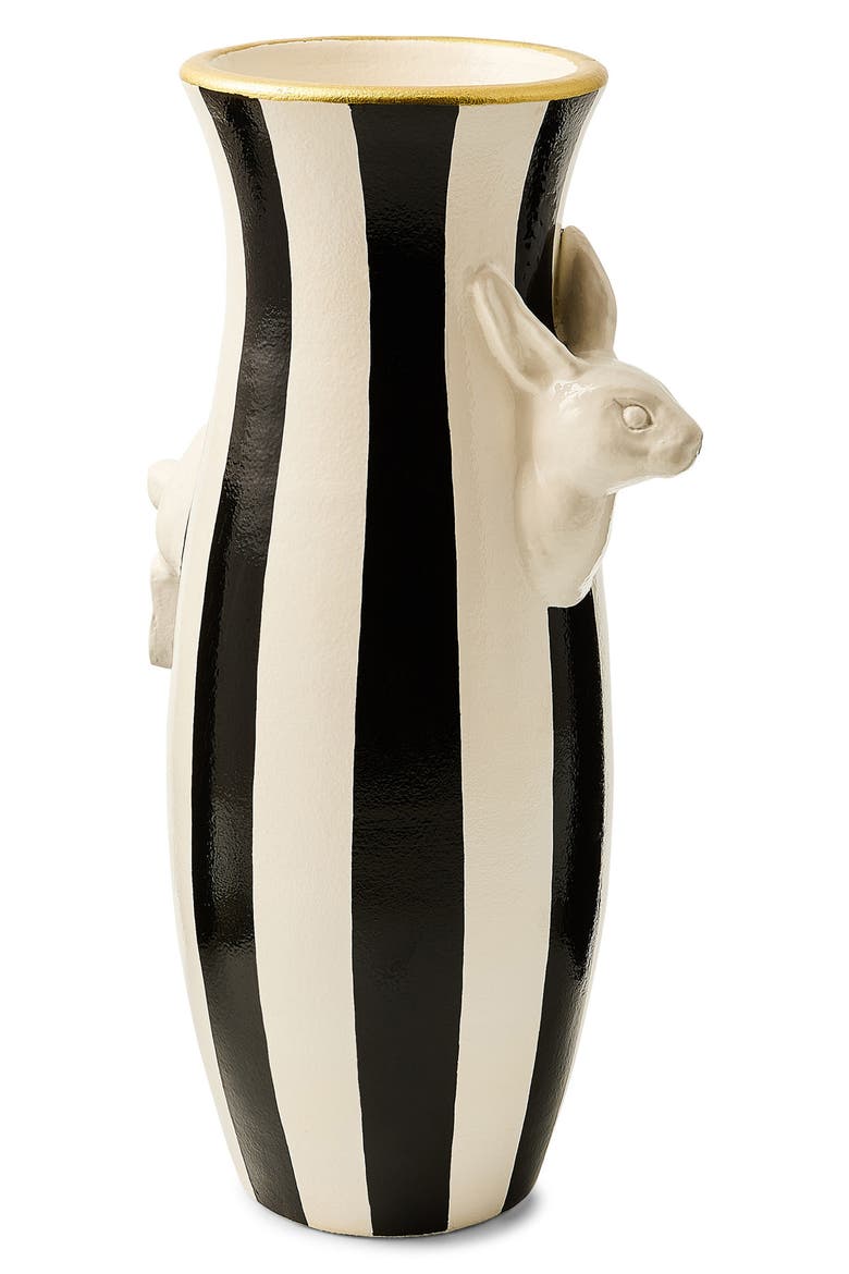 Courtly Rabbit Vase, Main, color, BLACK