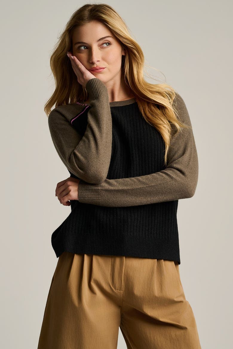 Block Out Cashmere Sweater, Alternate, color, Onyx