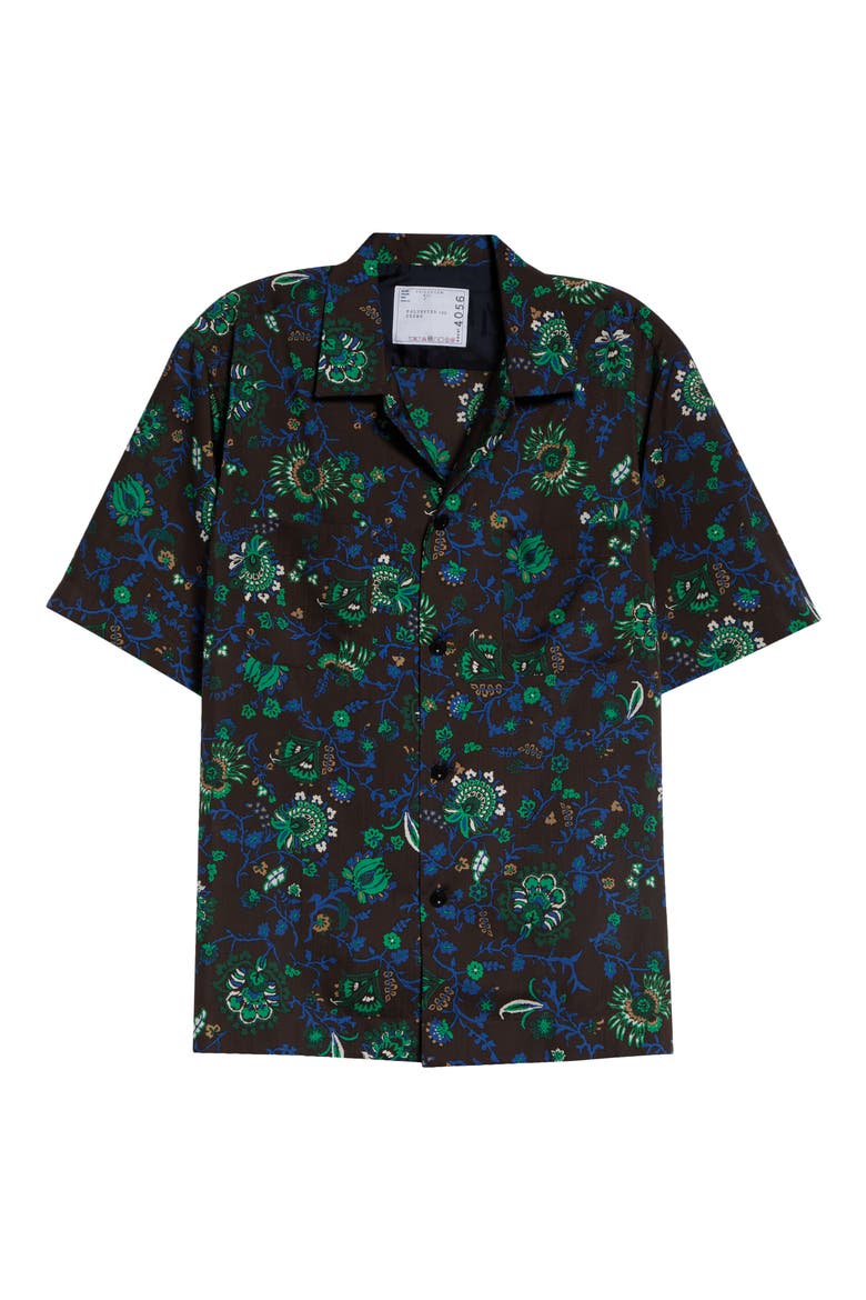 Floral Print Button-Up Shirt, Main, color, BROWN