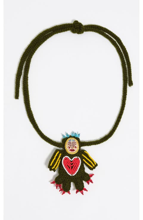 Embroidered Mask Necklace