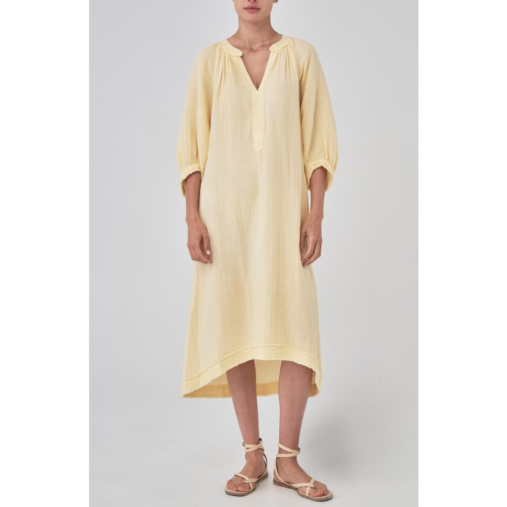 Ocean + Main Ocean+main Gauze Dress With Pockets In Pale Yellow