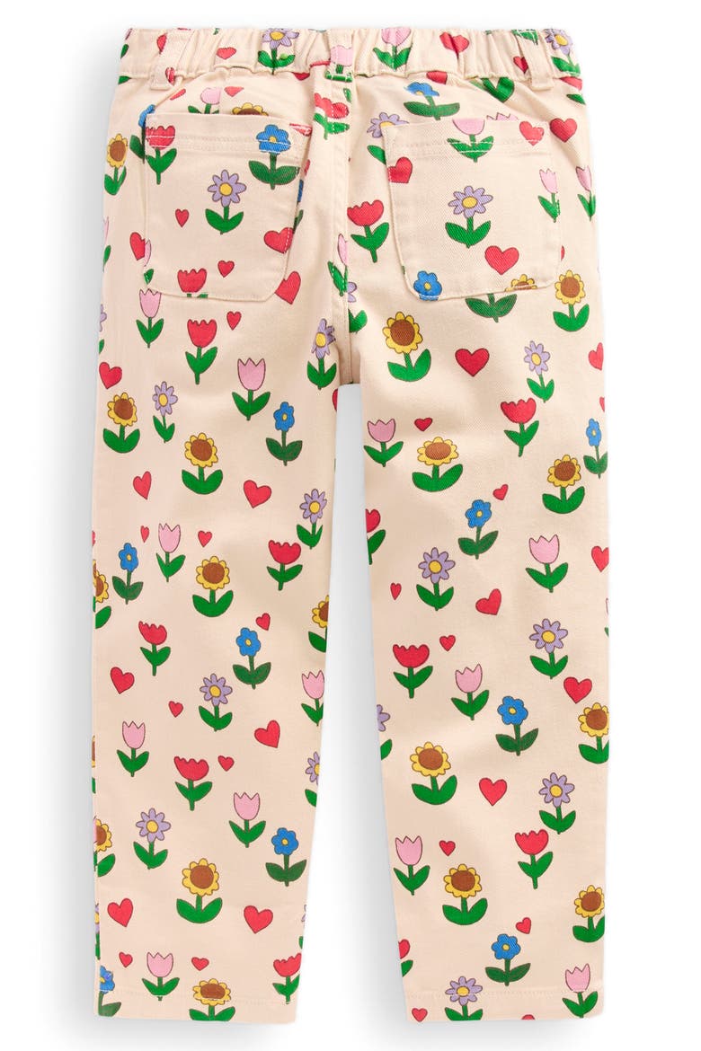 Kids' Floral Pleat Front Jeans, Alternate, color, IVORY SUNFLOWER GARDEN