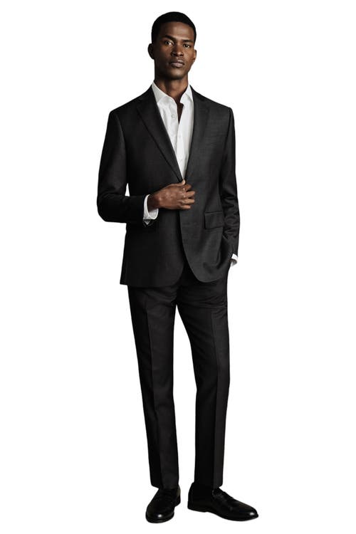 Charles Tyrwhitt Slim Fit Twill Natural Stretch Suit Jacket In Charcoal Grey