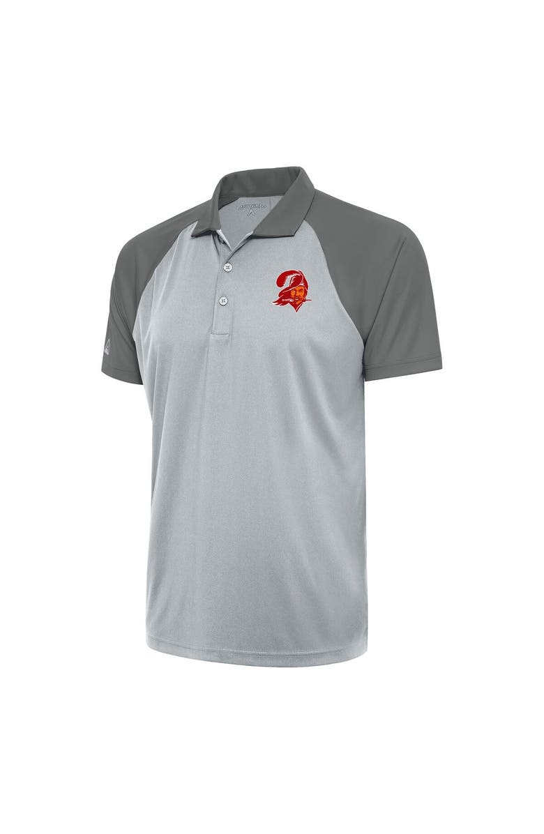 ANTIGUA Men's Antigua Silver/Steel Tampa Bay Buccaneers Team Logo Throwback Nova Polo, Main, color, 