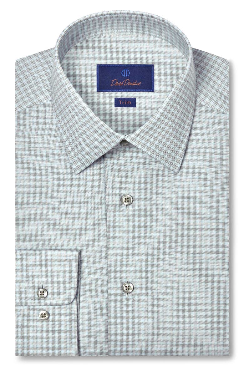Trim Fit Check Cotton & Cashmere Dobby Dress Shirt, Main, color, SAGE