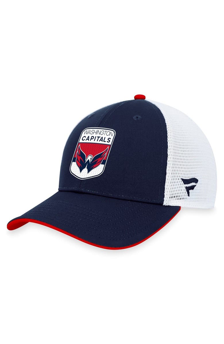 FANATICS Men's Fanatics Branded  Navy Washington Capitals 2023 NHL Draft On Stage Trucker Adjustable Hat, Main, color, 