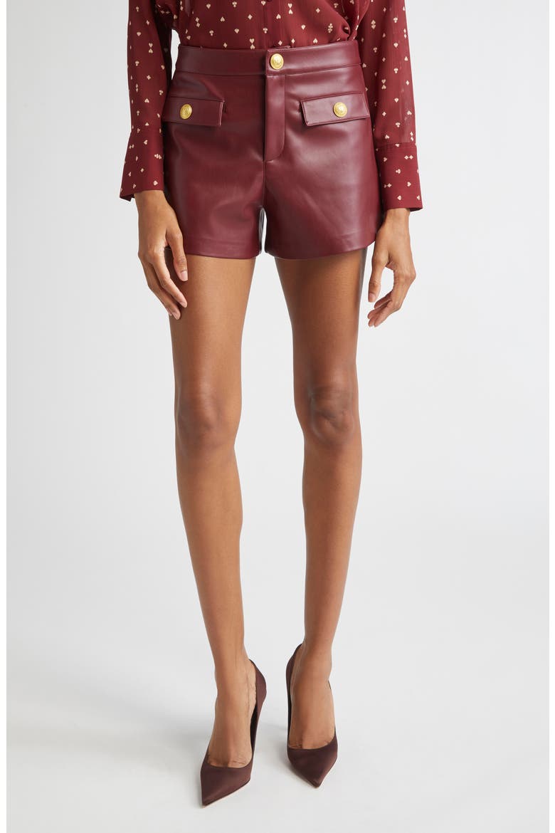 Dionne Faux Leather Shorts, Main, color, BLACK CHERRY