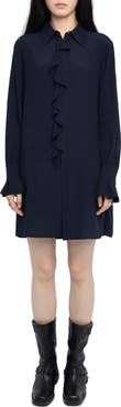 Zadig & Voltaire Rhelyne Ruffle Long Sleeve Shirtdress