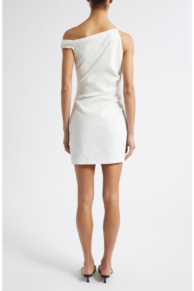 Leia One-Shoulder Linen Blend Dress, Alternate, color, WHITE
