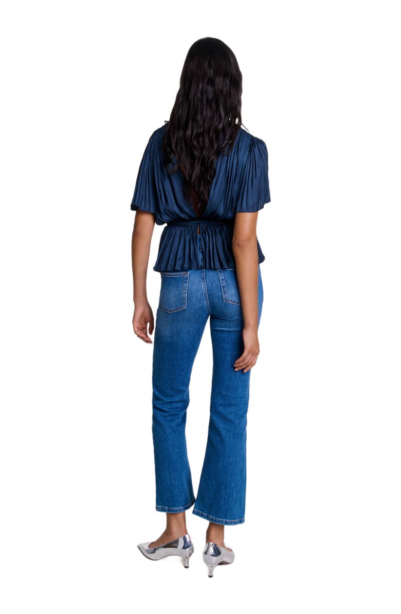 maje Pleated short-sleeved top, Alternate, color, 