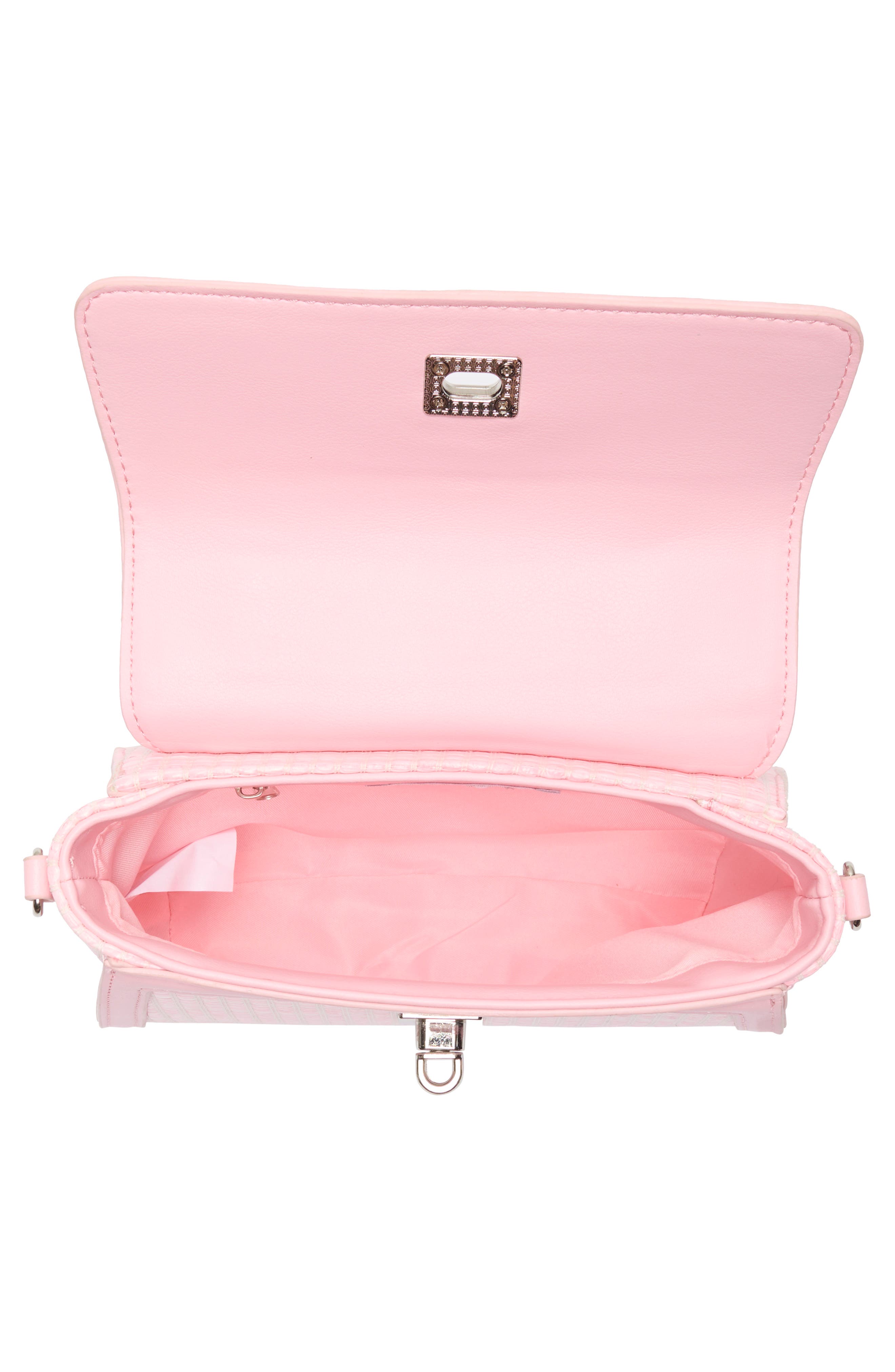 Scarf & Fruit Charm Straw Handbag, Alternate, color, BALLET PINK