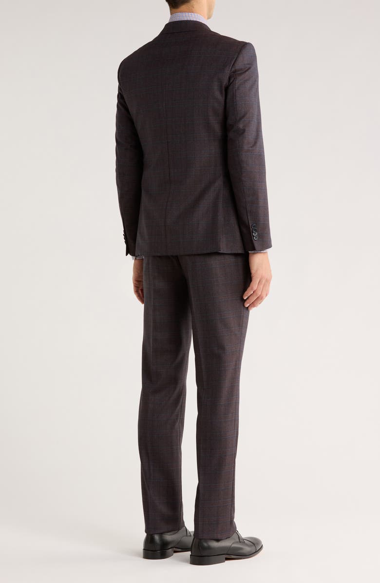 John Varvatos Star USA Plaid Wool Suit, Alternate, color, Burgundy