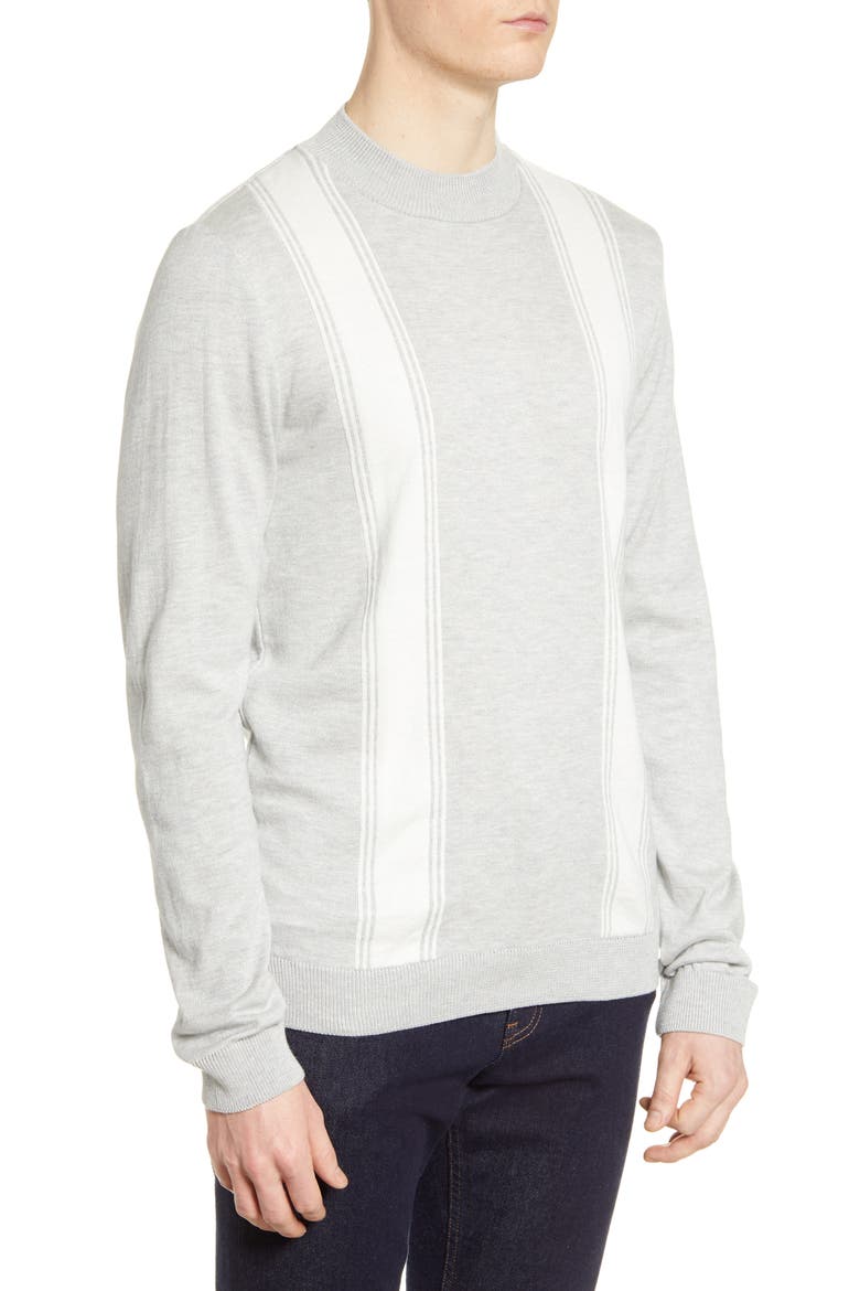 Stripe Mock Neck Sweater, Alternate, color, GREY MULTI