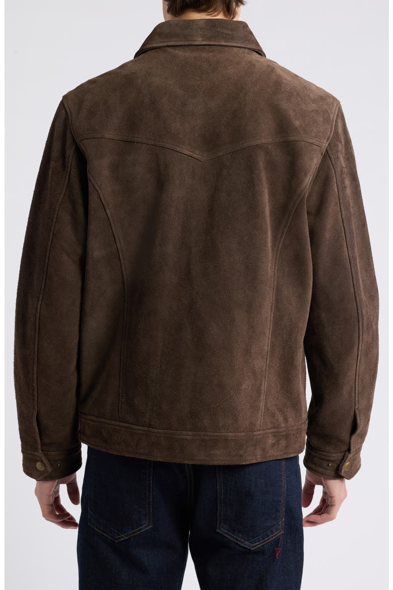 Leather Snap Front Jacket, Alternate, color, DARK BROWN