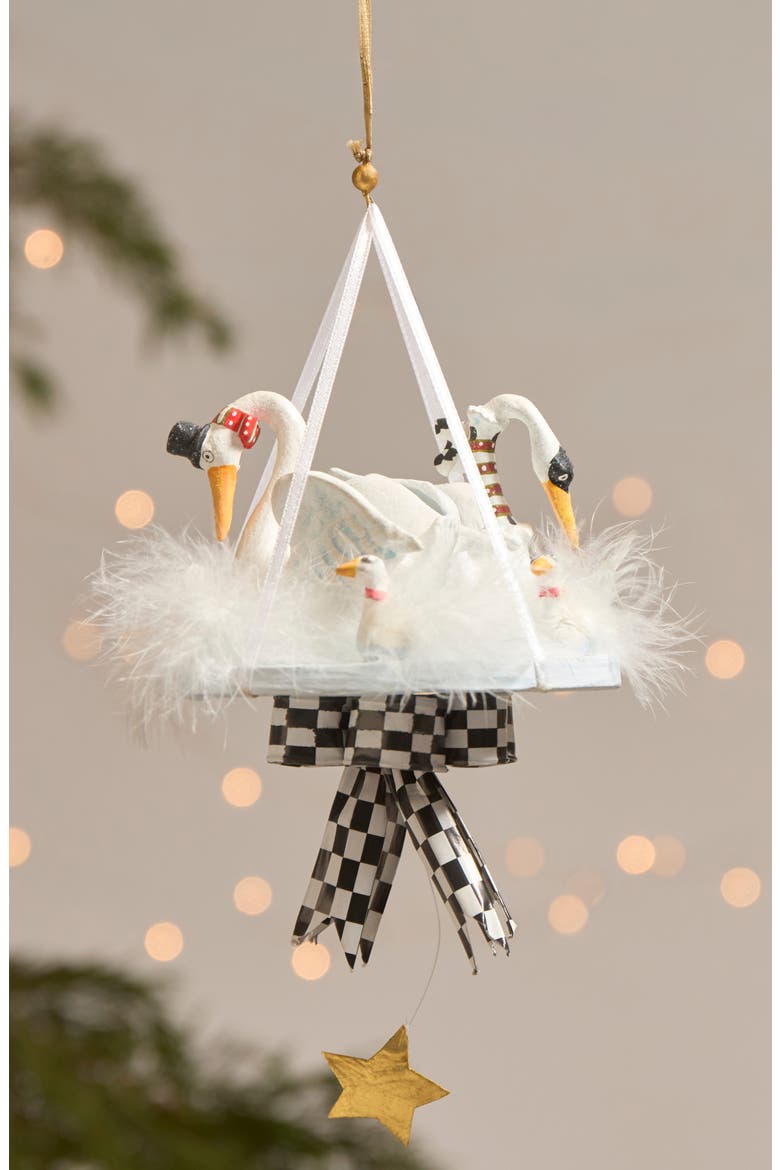 Patience Brewster 12 Days Seven Swans Swimming Ornament, Alternate, color, WHITE