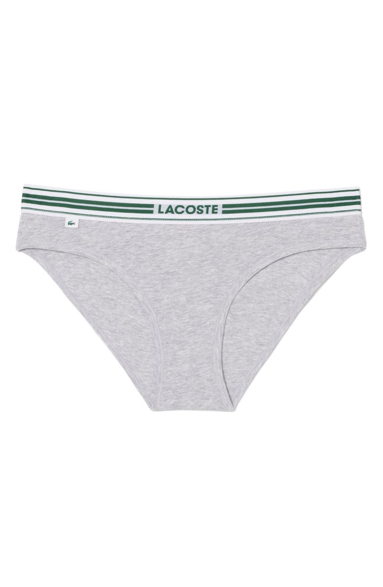 Lacoste Stretch Cotton Bikini Briefs, Main, color, Silver Chine