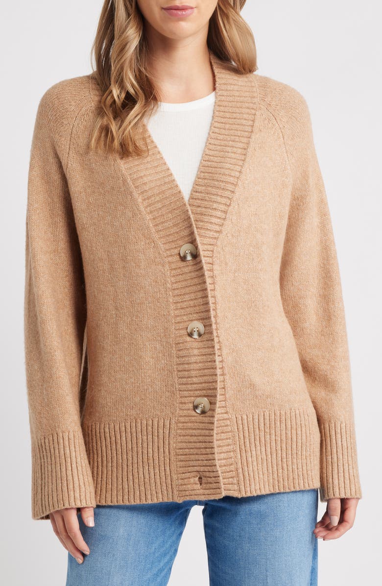 525 Miller Oversize Cozy Cardigan, Alternate, color, Fawn Heather