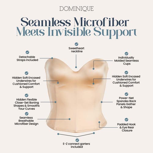 Dominique Intimates Ariel Low Back Hidden Underwire Convertible Strapless Longline Bra In White