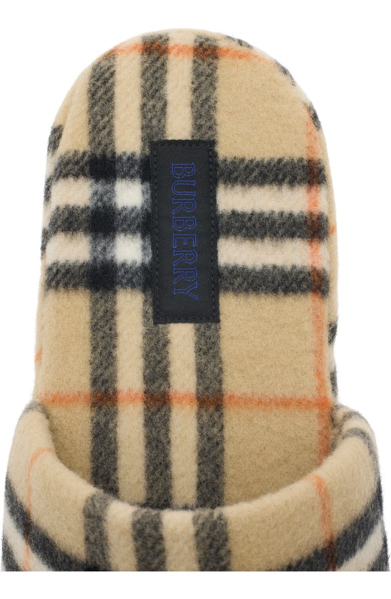 Burberry Check Wool Blend Slippers, Alternate, color, Sand Beige