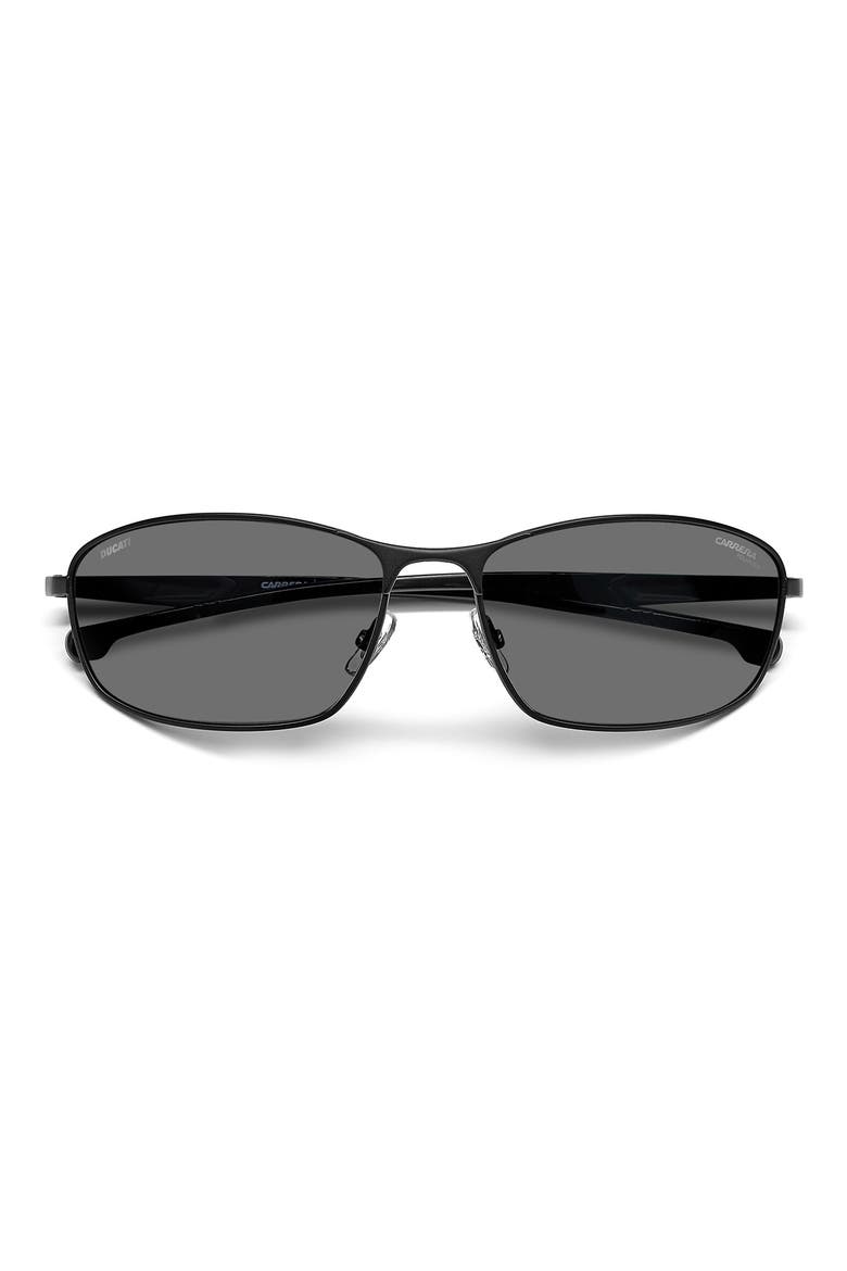 x Ducati 64mm Polarized Rectangular Sunglasses, Main, color, MATTE BLACK / GREY