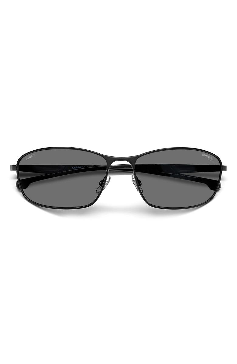 Carrera Eyewear x Ducati 64mm Polarized Rectangular Sunglasses, Main, color, Matte Black / Grey