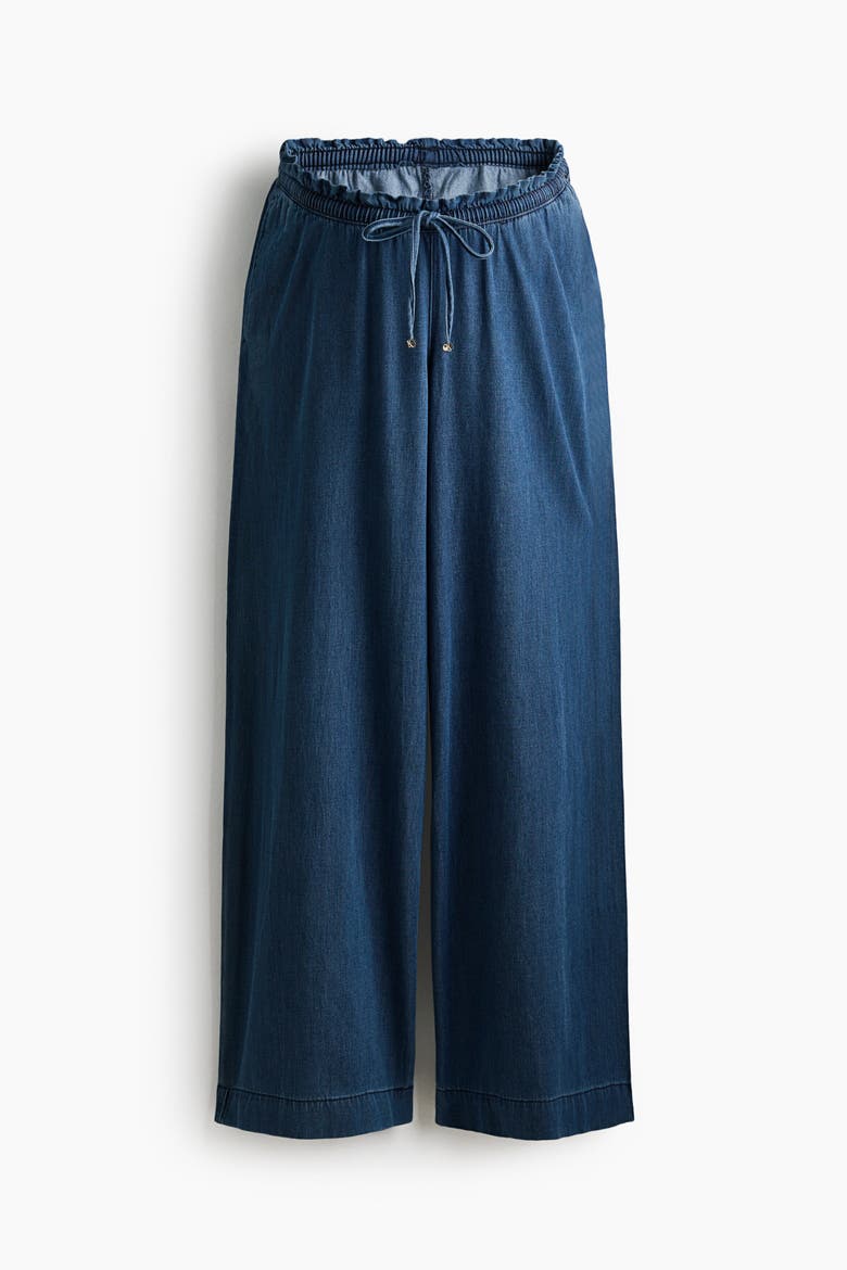 Mama Wide-leg Paper-bag Pants, Alternate, color, Denim blue
