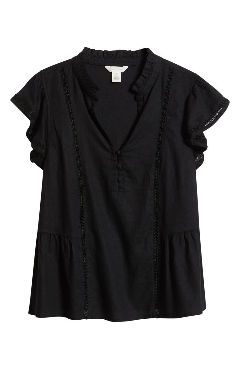 Caslon<sup>®</sup> Ruffle Sleeve Popover Top, Alternate, color, Black