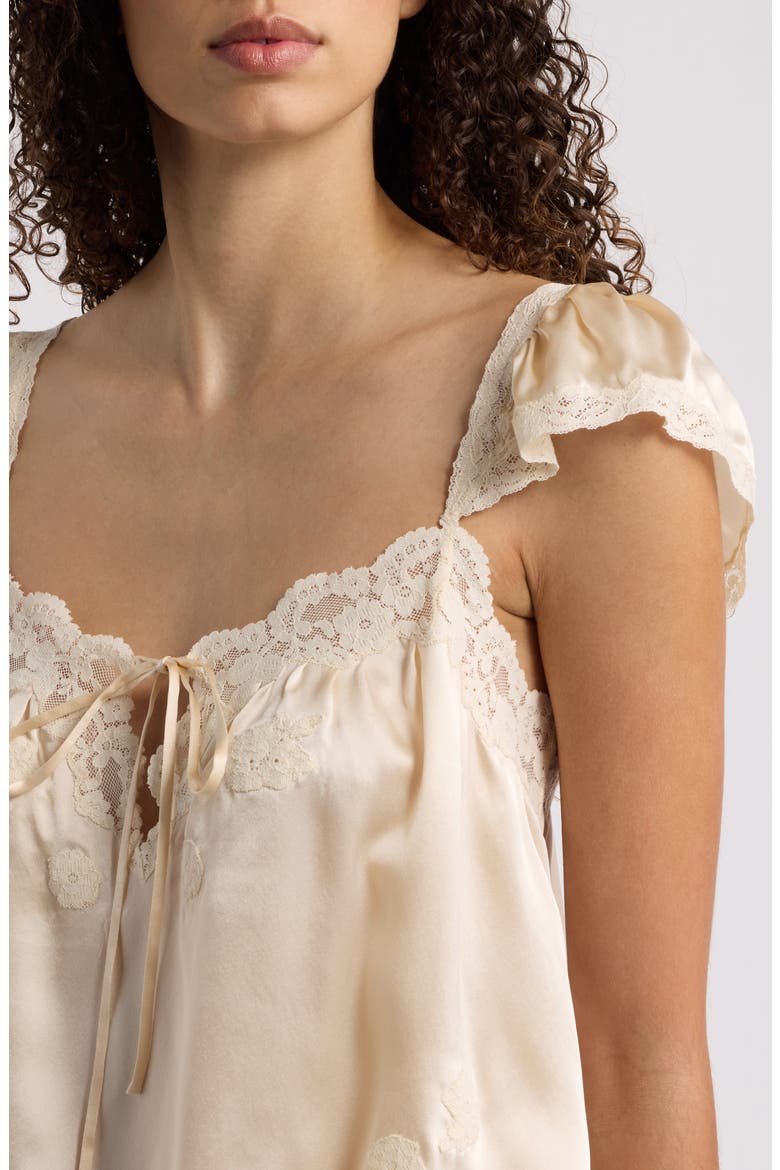 Rosalee Silk Top with Lace Trim, Alternate, color, CANDLELIGHT
