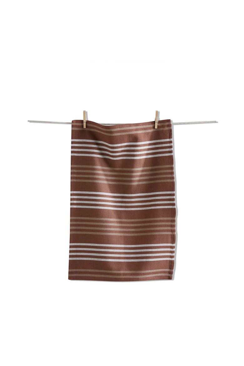 Basket Weave Stripe Dishtowel Ochre Yellow Cotton Towel, Main, color, Yellow