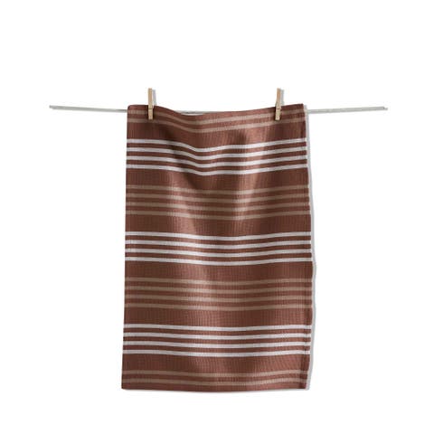 Basket Weave Stripe Dishtowel Ochre Yellow Cotton Towel