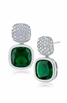 CZ by Kenneth Jay Lane Pavé Cubic Zirconia Cushion Drop Earrings