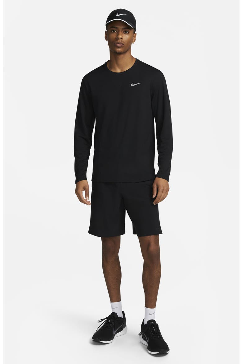 Dri-FIT UV Long-Sleeve Running Top, Alternate, color, BLACK