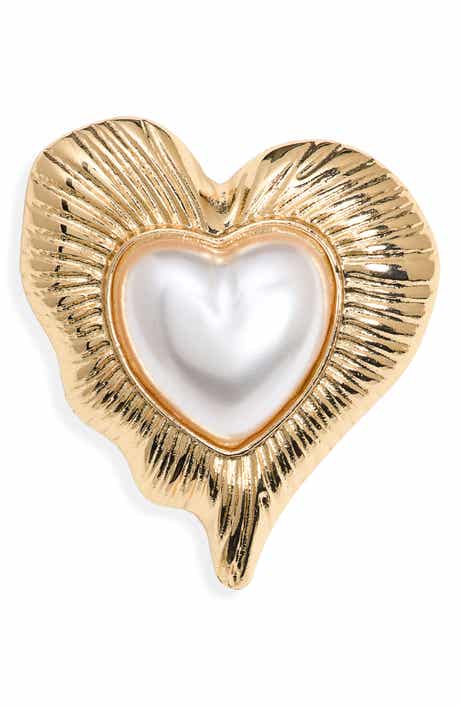 Heart Faux Pearl Brooch