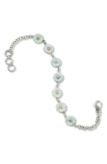 Samuel B. Mother-of-pearl Flower Two-tone Chain Bracelet
