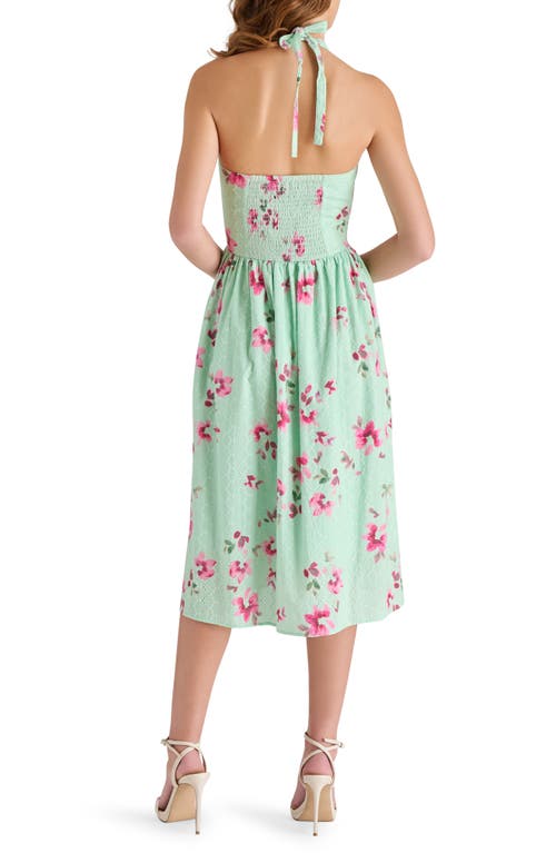 Steve Madden Ressi Floral Cotton Eyelet Halter Dress In Green